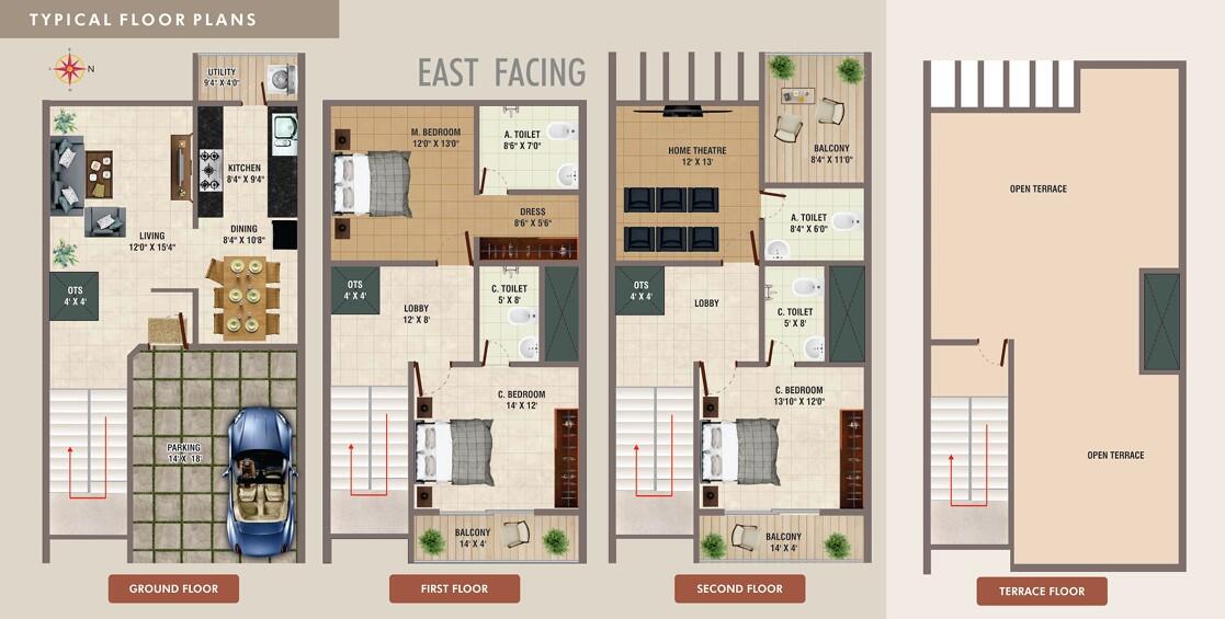 Floor Plan 4 Bhk 3050 Sqft